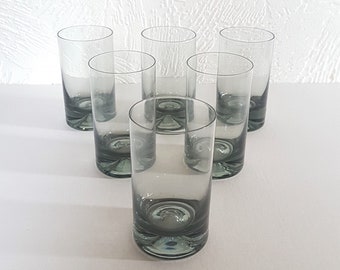 Mid Century Smoked Glass Drinking Glasses Set of Six