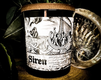 Siren- *Myth and Magick Inspired Pure Soy Wax Candle* Wild Freesia, Lemon Zest and Coastal Wind
