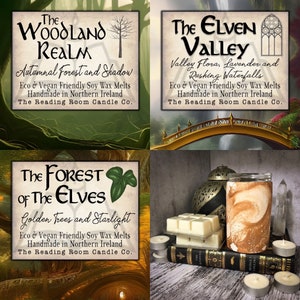 Elvish Multi-pack of Pure Soy Wax Melts-Fantasy Inspired- Forest of Elves, Elven Valley & Woodland Realm -3x100g Large, Strong Natural Wax