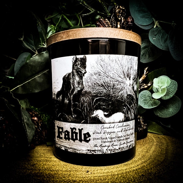 Fable- *Myth and Magick Inspired Pure Soy Wax Candle* Crushed Cardamon, Pink Pepper and Patchouli