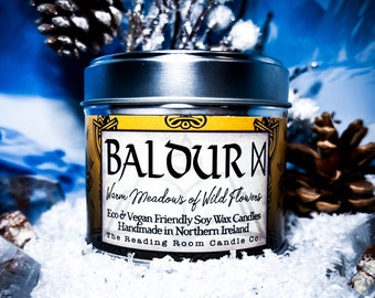 Baldur- Pure Soy Wax Candle- Norse Mythology Inspired- Warm Meadows of Wild Flowers