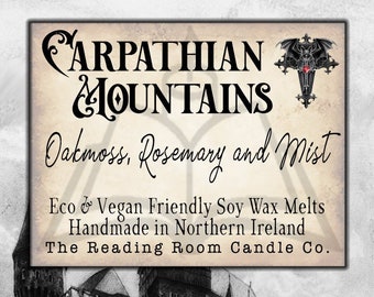 Carpathian Mountains- Pure Soy Wax Melts- Dracula-Inspired-100g pack of 6- Oak Moss, Rosemary and Mist