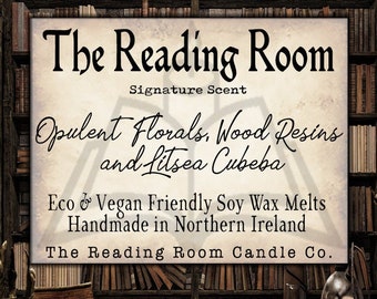 The Reading Room- Pure Soy Wax Melts- Signature Literature Inspired-100g pack of 6- Opulent Florals, Wood Resins and Litsea Cubeba