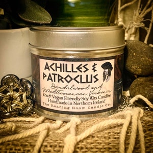 Achilles and Patroclus-Pure Soy Wax Candle-Greek/Mythology/Romance Inspired- Sandalwood and Mediterranean Verbenas