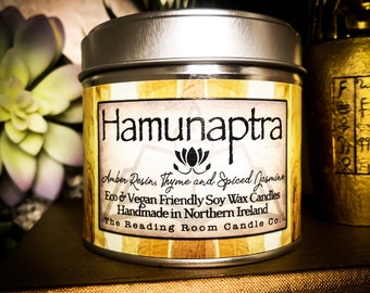 Hamunaptra- Egyptian Inspired Pure Soy Wax Candle- Amber Resin, Thyme and Spiced Jasmine