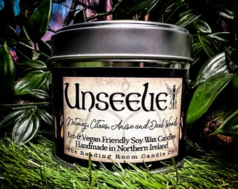 Unseelie- Fae/Fairy/Fairytale Inspired-Pure Soy Wax Candle-Book Inspired- Nutmeg, Citrus, Anise And Dark Woods