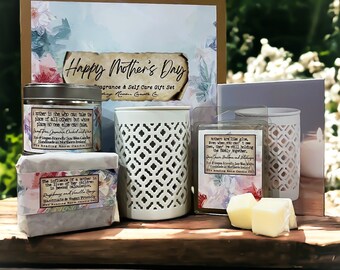 Mother's Day Candle and Self Care Kit- Handmade Gift Set inspired by Literature-Candle, Wax Melts, Burner and Soap Bar