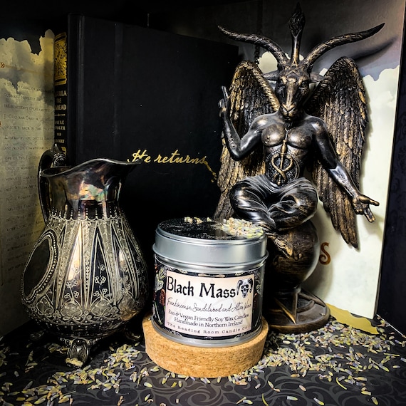 Black Massgothic Inspired Soy Wax Candle Frankincense, Sandalwood