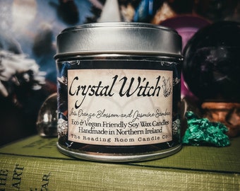 Crystal Witch- Esoteric/Witchcraft Inspired Soy Wax Candle- Iris, Orange Blossom And Jasmine Sambac