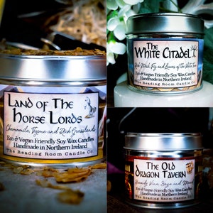 An Adventure Collection Soy Wax Candles -*Fantasy Inspired*-3x100ml- Land of the Horse Lords, Dragon Tavern & White Citadel