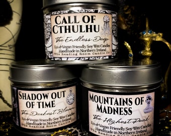 The Lovecraft Trio *3x HP Lovecraft/Gothic/Steampunk Literature Soy Wax Candles* Call of Cthulhu, Mountains of Madness, Shadow Out of Time