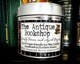 The Antique Bookshop- Pure Soy Wax Candle-Dusty Tomes and Aged Pages- Bibliophile/Readers/History inspired