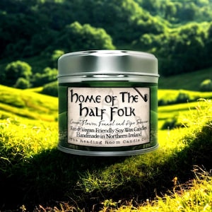 Home of the Half Folk Soy Wax Candle | Carrot Flower, Fennel and Pipe Tobacco Scent | Fantasy Inspired Vegan Candle with Wooden Wick