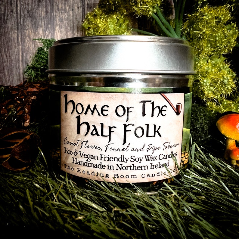 Home of the Half Folk Pure Soy Wax CandleFantasy inspired Carrot Flower, Fennel and Pipe Tobacco image 1