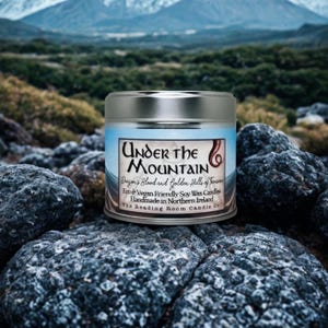 Under the Mountain Soy Wax Candle | Dragon’s Blood, Amber and Sandalwood Scent | Fantasy Inspired Treasure Hoard Candle | Wooden Wick Vegan