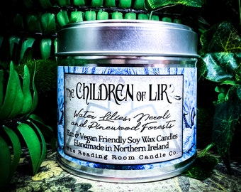 Children of Lir- Irish Book/Mythology Inspired Pure Soy Wax Candle-Water Lilies, Neroli and Pinewood Forests