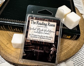 The Reading Room Soy Wax Melts | Opulent Florals, Wood Resins and Litsea Cubeba Scent | Library & Literary Inspired | Vegan Hand Poured Melt