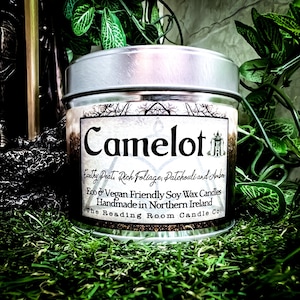 Camelot-British Mythology/King Arthur Inspired Pure Soy Wax Candles-Earthy Peat, Rich Foliage, Patchouli and Amber