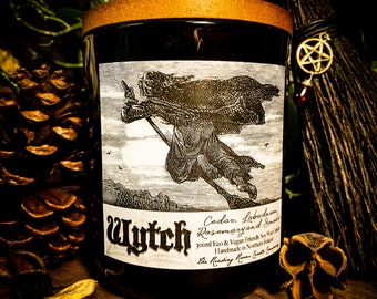 Wytch- *Myth and Magick Inspired Pure Soy Wax Candle* Cedar, Labadnum, Rosemary and Smoke