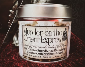 Murder On The Orient Express- Book Inspired Pure Soy Wax Candle- Burning Fireboxes And Clouds Of White Steam