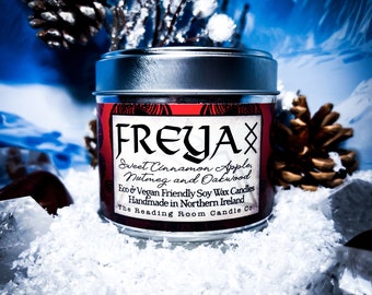 Freya- Pure Soy Wax Candle- Norse Mythology Inspires- Sweet Cinnamon Apple, Nutmeg and Oakwood