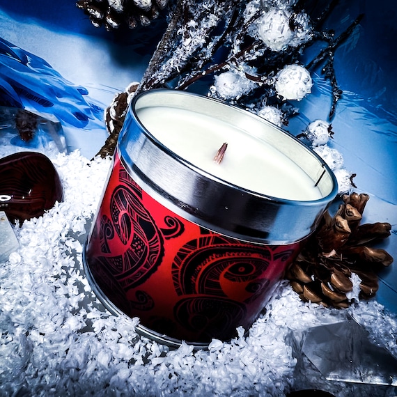 Freya Pure Soy Wax Candle Norse Mythology Inspires Sweet Cinnamon Apple,  Nutmeg and Oakwood 