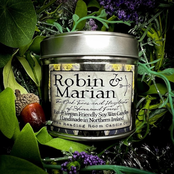 Robin and Marian-Pure Soy Wax Candle-Folklore/Robin Hood/Romance Inspired- The Oak Trees and Hazelnuts of Sherwood Forest