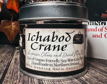 Ichabod Crane- Literary/Book, Fall/Autumn Inspired Soy Wax Candle-  Incense, Citrus And Dried Florals