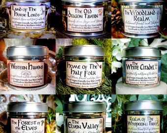 The Complete Fantasy Collection- 9 or 12 Pure Soy Wax Candles- Woodland Realm, Forest of Elves, Dwarf Mines, Elven Valley