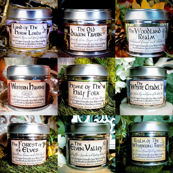 The Complete Fantasy Collection- 9 or 12 Pure Soy Wax Candles-LOTR- Woodland Realm, Forest of Elves, Dwarf Mines, Elven Valley