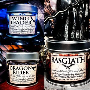 Trio Rider’s Quandrant – 3 czyste świece woskowe sojowe – Romantasy/Literature/Book Inspired – Wing Leader, Dragon Rider i Basgiath