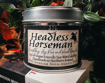 Headless Horseman- Literary/Book, Fall/Autumn Inspired Soy Wax Candle- Crackling Log Fire and Woodsmoke