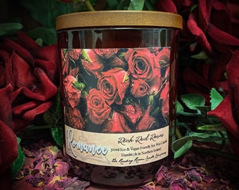 Romance- *Literature Inspired Pure Soy Wax Candle* Rich, Red Roses- First Page Collection