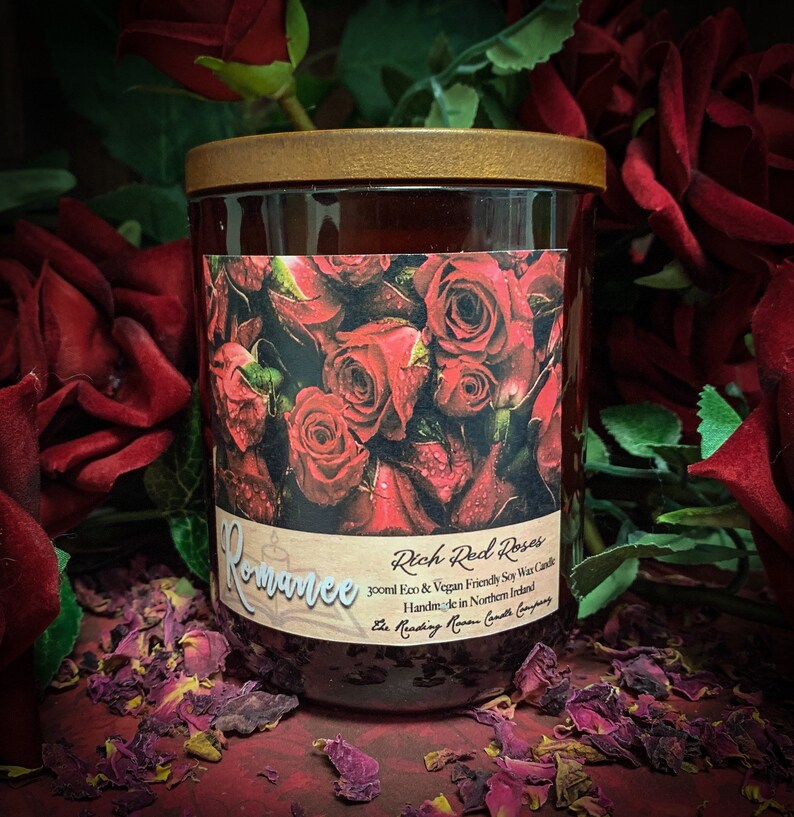 Romance Literature Inspired Pure Soy Wax Candle Rich Red image 0