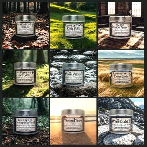 Complete Fantasy Candle Collection | 9 or 12 Scented Soy Wax Candles | Vegan Wooden Wick | Elves, Dragons, Forests, Taverns & Magic Inspired