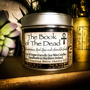 Book of the Dead- Egyptian Inspired Pure Soy Wax Candle- Frankincense, Rock Rose and Aromatic Woods