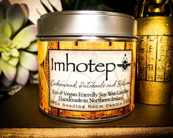 Imotep-Egyptian Inspired Pure Soy Wax Candle- Cedarwood, Patchouli and Balsam