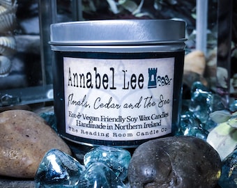 Annabel Lee *Edgar Allan Poe Inspired Soy Wax Candle* Gothic Romance/Bookish Inspired-Florals, Cedar & The Sea