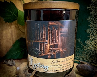 Mystery- *Literature Inspired Pure Soy Wax Candle* Leather and Patchouli-First Page Collection