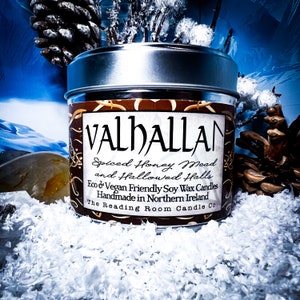 Valhalla- Pure Soy Wax Candle- Norse Mythology Inspires- Spiced Honey Mead and Hallowed Halls