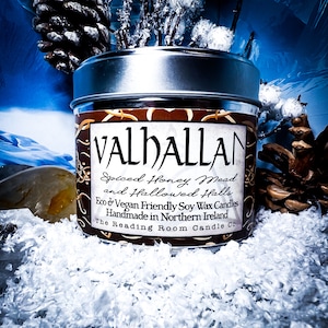 Valhalla- Pure Soy Wax Handmade Candle- Norse Mythology Inspired- Spiced Honey Mead and Hallowed Halls