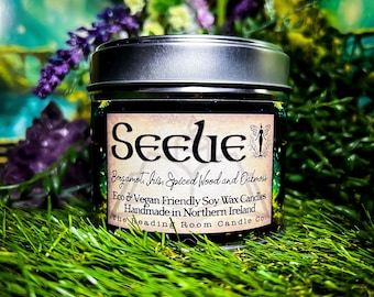 Seelie- Fae/Fairy/Fairytale Inspired-Pure Soy Wax Candle-Book Inspired- Bergamot, Iris, Spiced Woods and Oakmoss