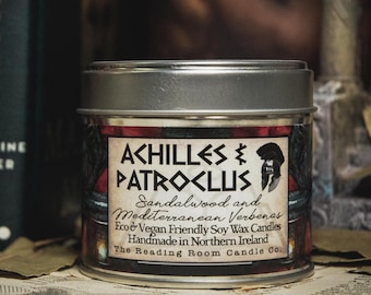 Achilles and Patroclus Candle | Greek Mythology Gift | Verbena and Sandalwood Soy Wax Candle | Book Lover Gift