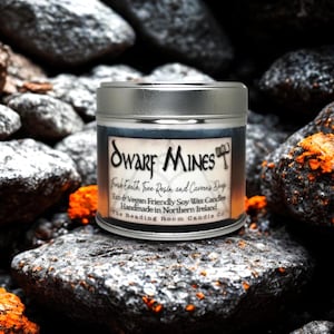 Dwarf Mines Soy Wax Candle | Earth, Cedarwood and Frankincense Resin Scent | Fantasy Inspired Underground Candle | Vegan Wooden Wick