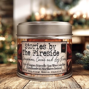 Stories By The Fireside-sojawas kaars-kaneel, cacao en open haarden-gezellig/lezers cadeau/boekenliefhebber