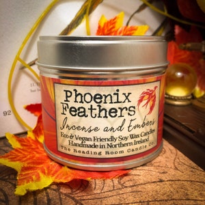Phoenix Feathers- Mythology Inspired- Pure Soy Wax Candle-Incense & Embers