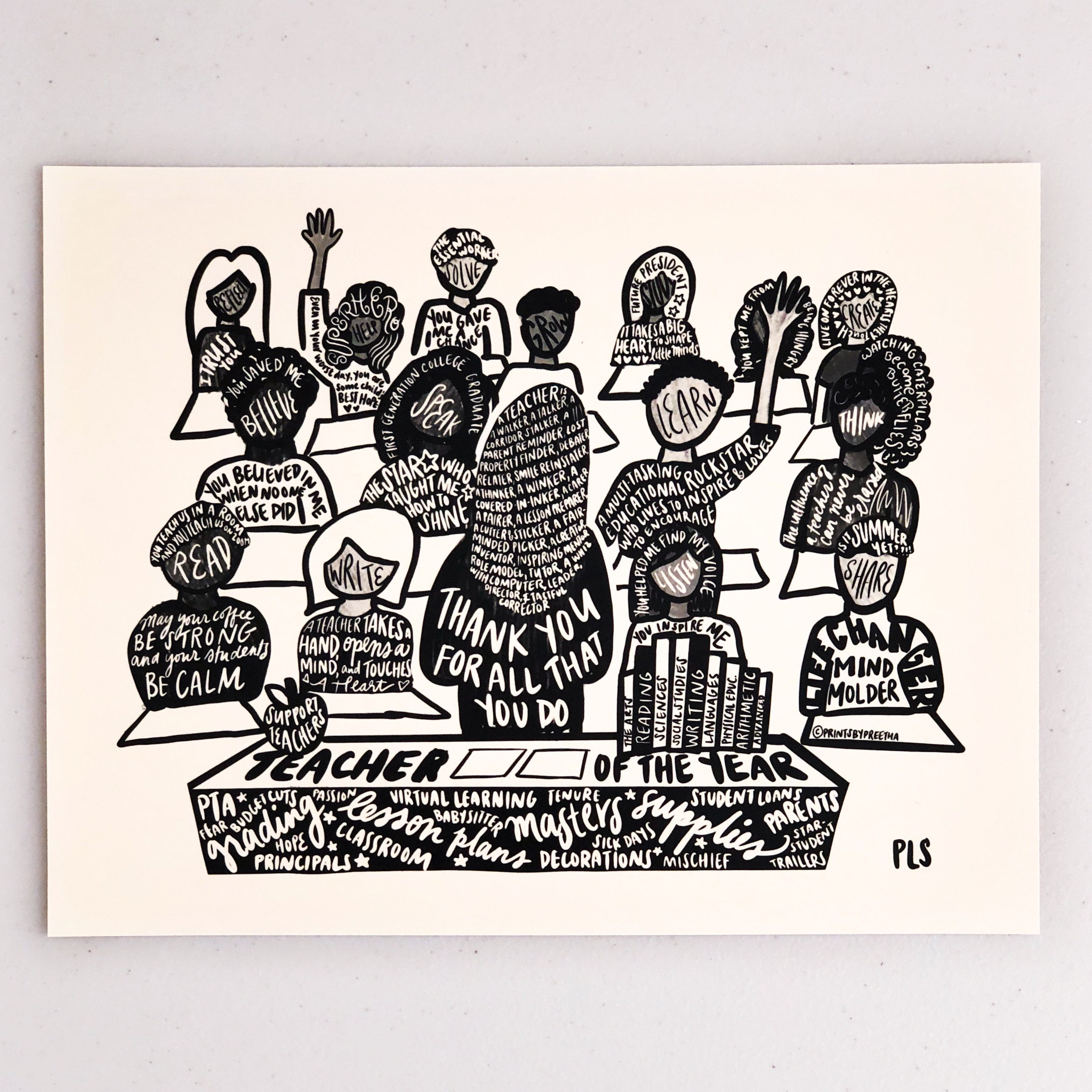 Teacher Artwork Gift For Teachers Teacher Classroom Decor | Etsy