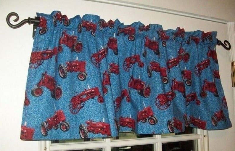 International Farmall H and F Series Tractor Blue Denim Window Valance Gift