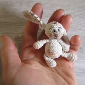 Tiny white rabbit will be a super cheer up gift. This bunny is unique and very small, it fits in your hand. Perfect Mothers Day gift.