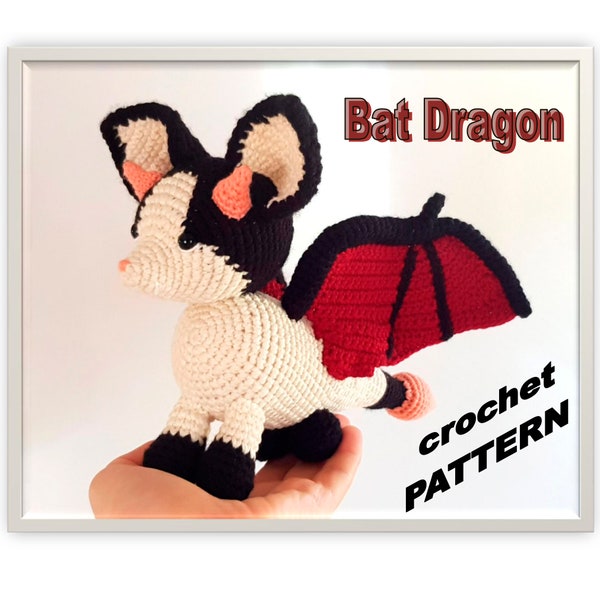 Patrón de ganchillo de dragón murciélago. ¡Solo archivo PDF! Idioma: inglés. Patrón/plantilla de dragón amigurumi. Tutorial de dragón a ganchillo. Mascotas de Adopt Me.